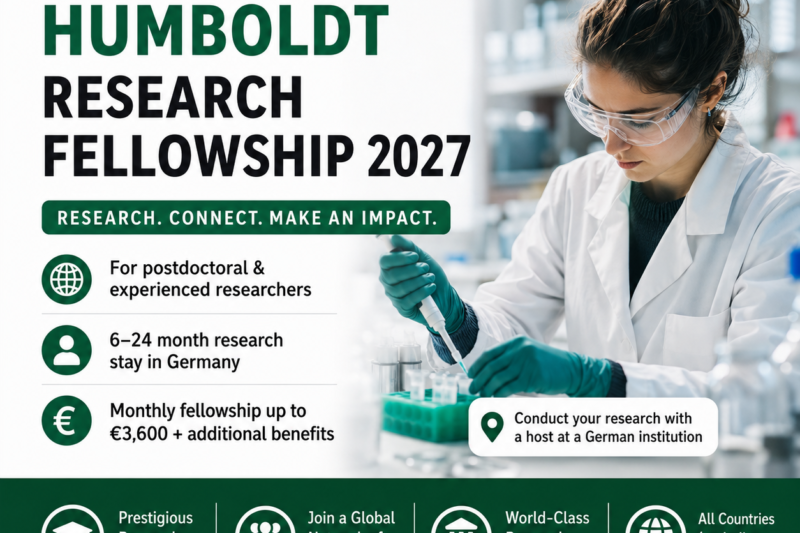 Humboldt Research Fellowship 2027 in Germany: Fully Funded Research Opportunity with Monthly Stipend of Up to €3,600