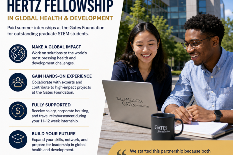 Gates Foundation & Hertz Fellowship in Global Health and Development 2026: Paid Summer Internships for Graduate STEM Fellows