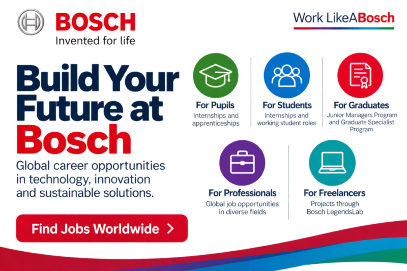 Bosch Careers 2026: Explore Global Job Opportunities, Internships and Graduate Programmes