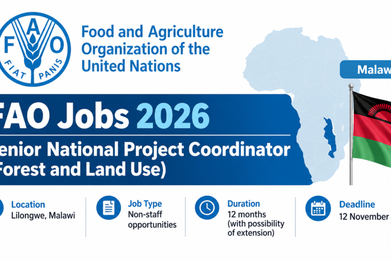 FAO Jobs 2026: Senior National Project Coordinator (Forest and Land Use) in Malawi